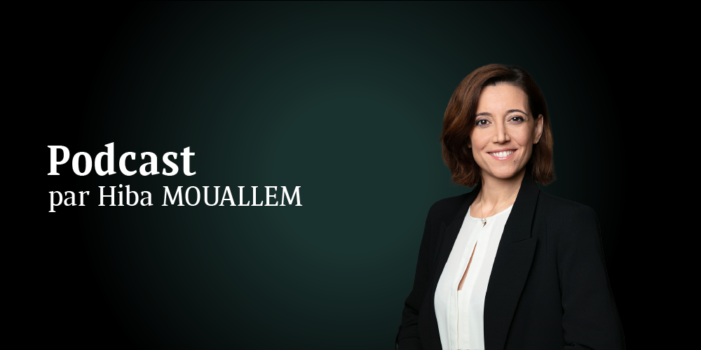 Une image avec un titre de la stratégie d'investissement à gauche et Hiba MOUALLEM à droite